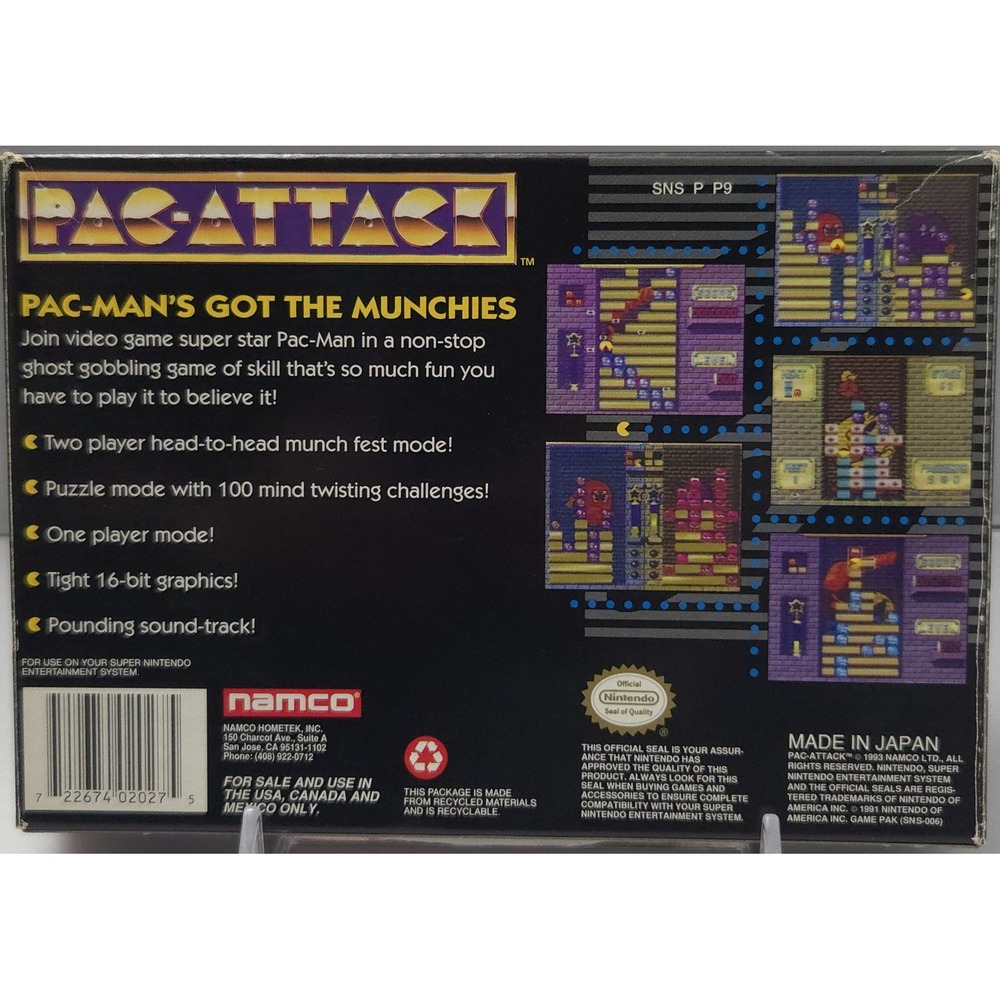 Pac-Attack - SNES - SNS-P9-USA - CIB Complete - Authentic - Tested - Picture 6 of 16